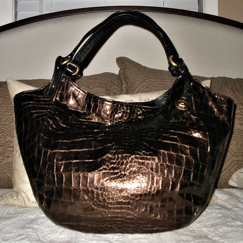 Brahmin XL Jacqueline Gloss Leather Hobo